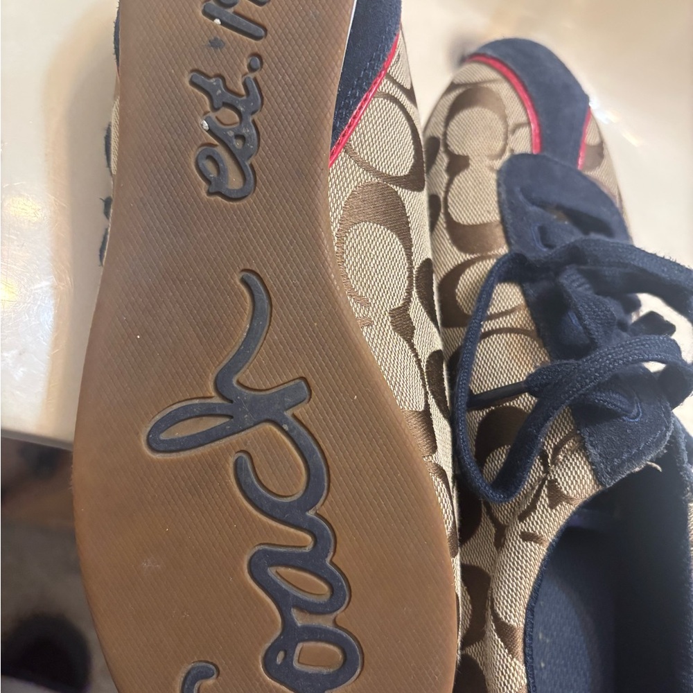 Coach Tan and Blue Sneakers with Sporty Design - Picture 6 of 7